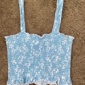 blue/white Floral Tank Top